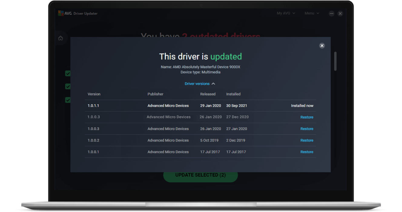 AVG Driver Updater — скриншот приложения